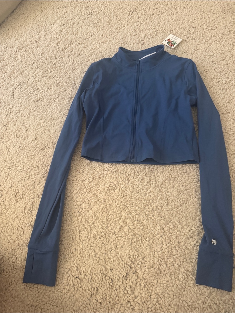 Salty Honey Cropped Long-Sleeve Zip-Up Jacket - Blue New/Medium